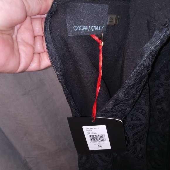 Cynthia Rowley Black Midi Lace Tie Back Halter Dress Size 12 NWT - Picture 6 of 9